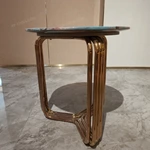 Beige Fabric L-Shape Sofa Set with Geometric Panel Craftsmanship & Fan-Shaped Quilting